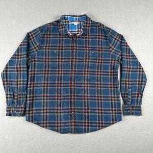 Carbon 2 Cobalt Button Up Shirt Men's Large Blue Red Plaid Corduroy Long Sleeve‎
